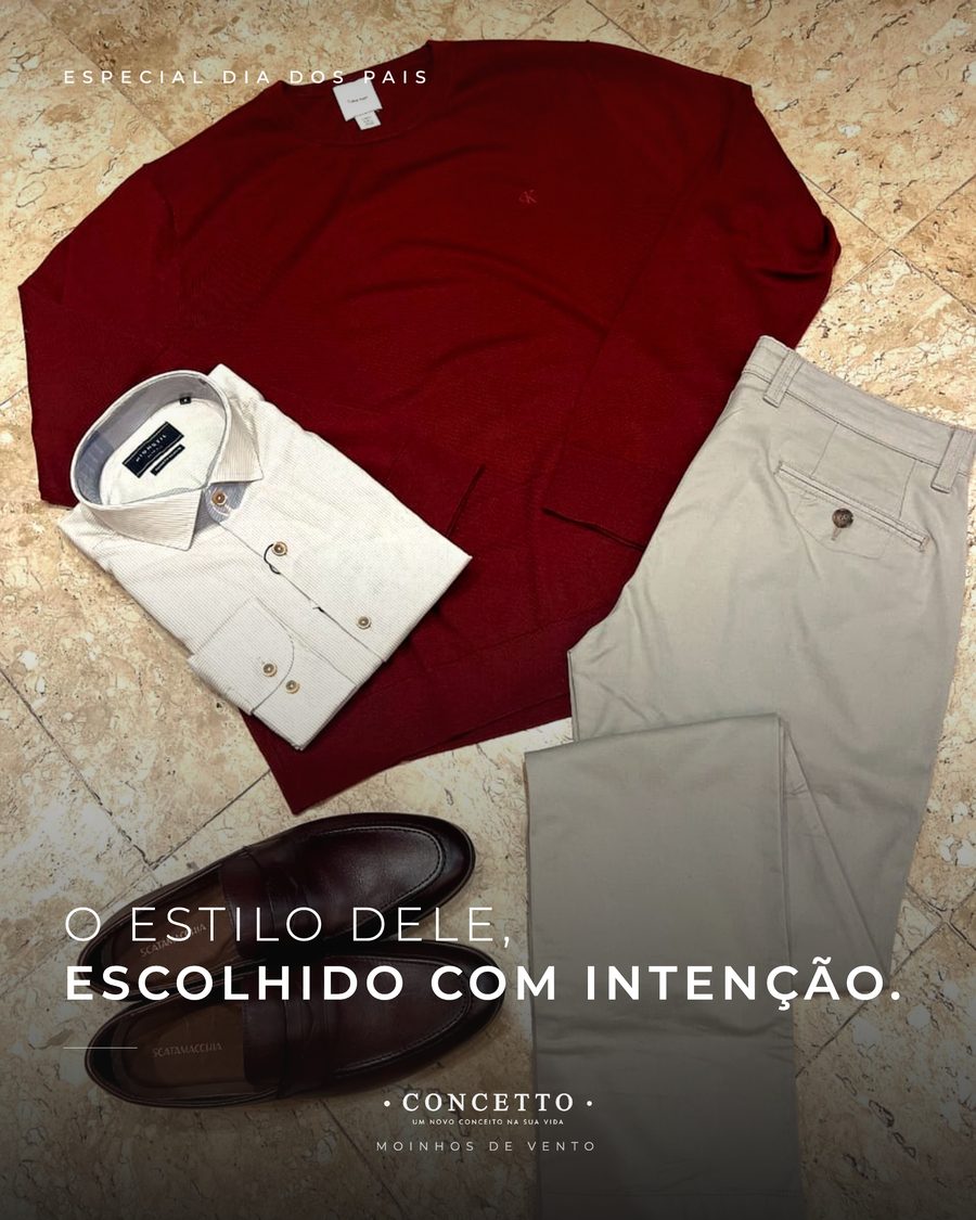Card de abertura com flatlay do look clássico